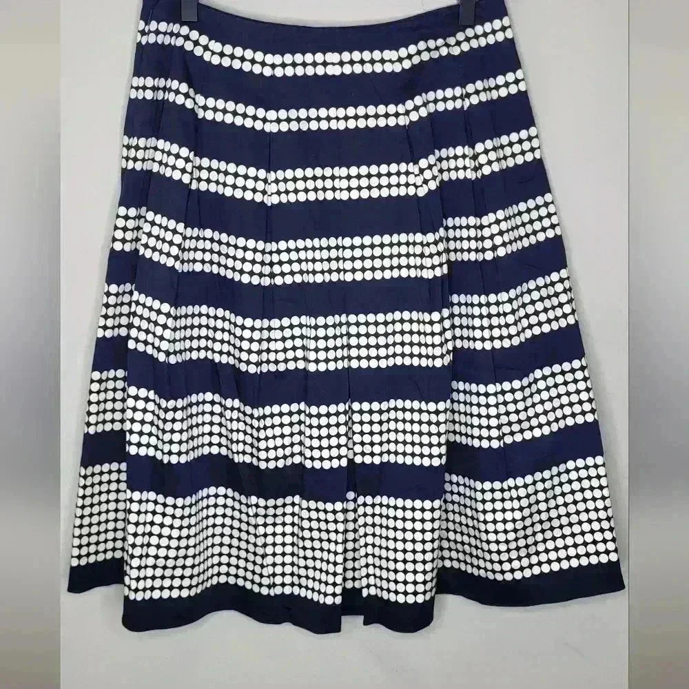 Talbots NWT New Womens Navy Blue White Polka Dot Pattern A Line Skirt Size 4 - Picture 3 of 10